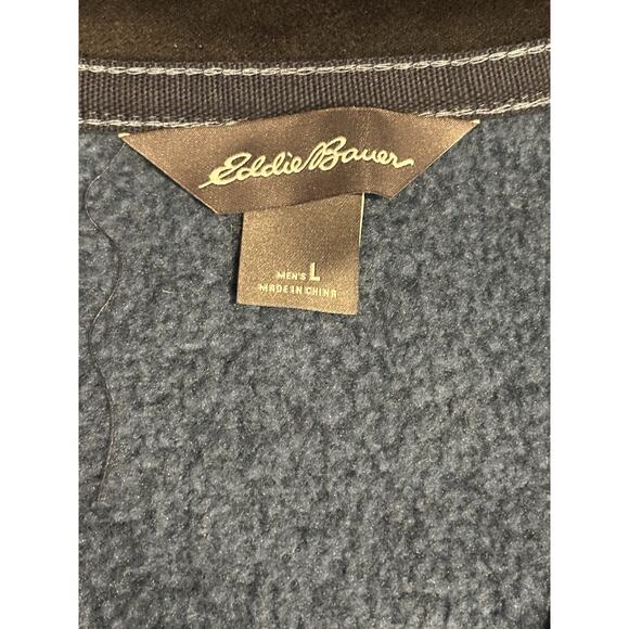 EDDIE BAUER Blue Quarter Snap Sweater Sz Tall Large Pullover Sweatshirt hiking - Picture 4 of 7
